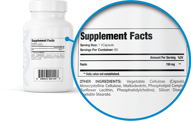 Genuine Purity Liposomal Fisetin Supplement Facts