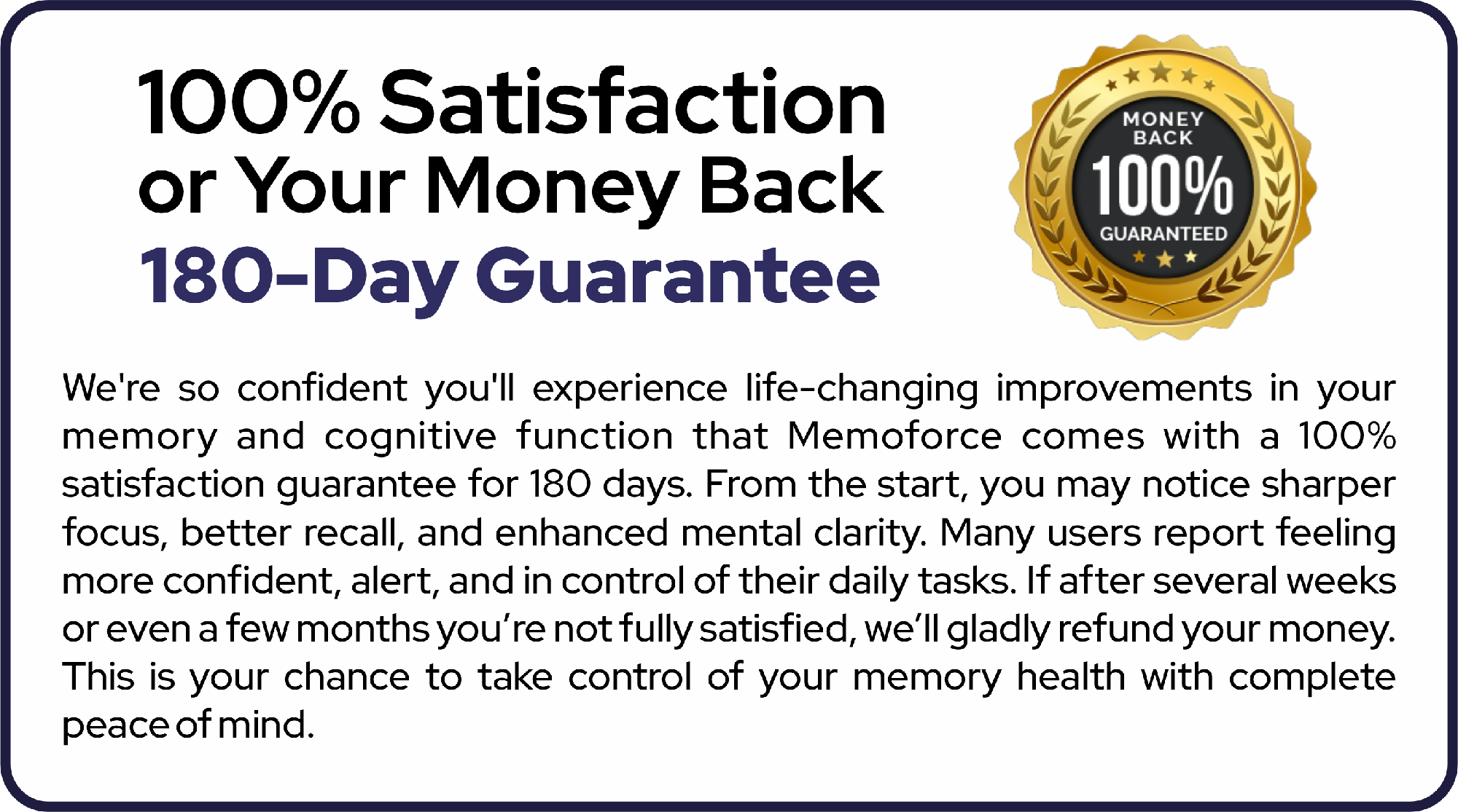 MemoForce Money Back Guarantee