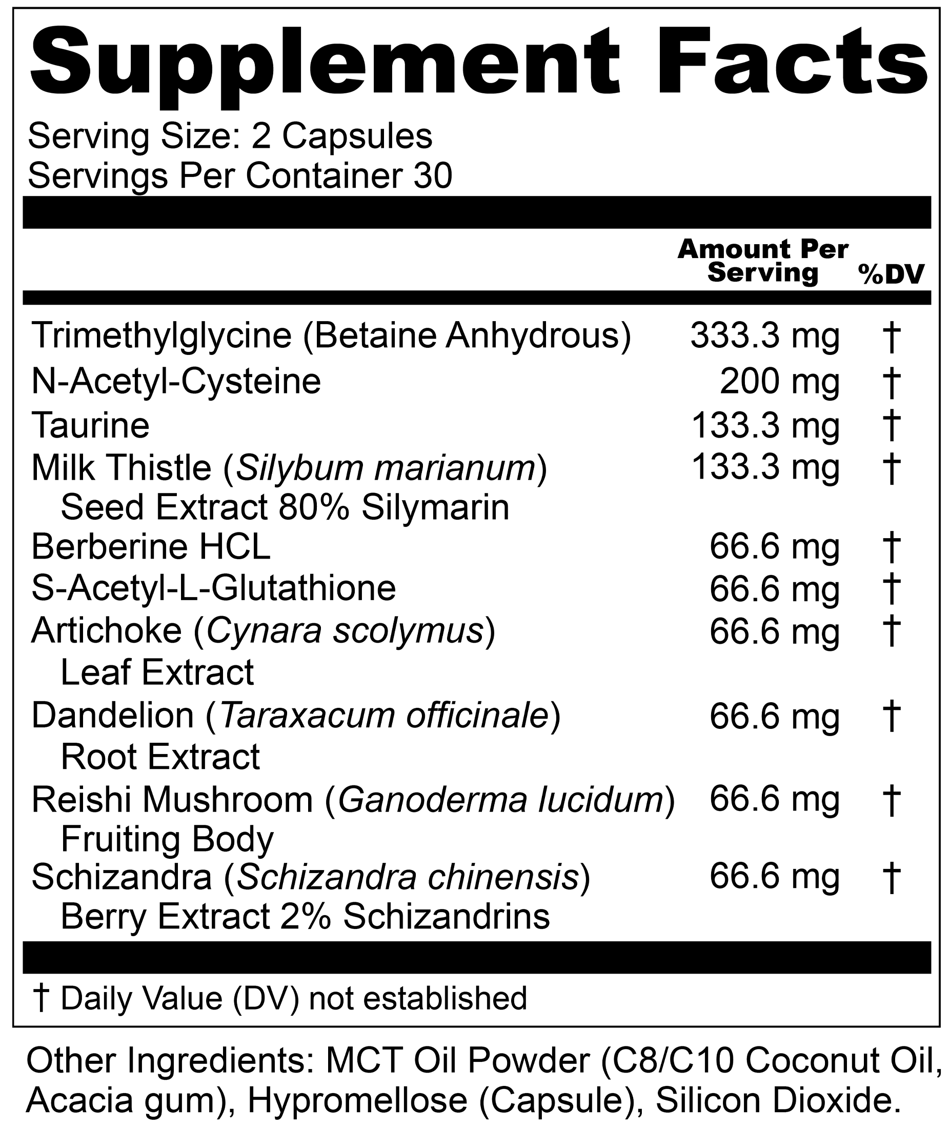 UpWellness Ultra Liver Supplement Facts